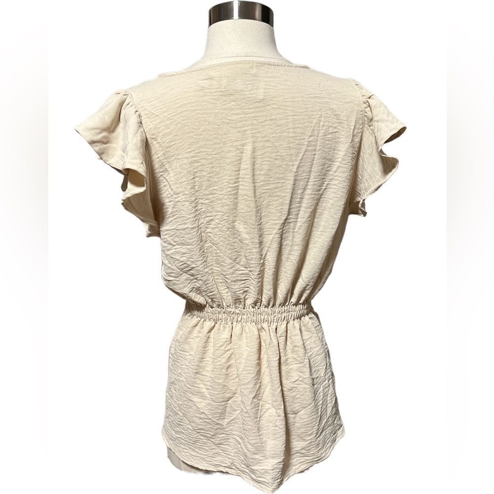 L.I.F.E. Love Is For Eternity - Cream Front Tie, Button Neck Blouse Sz XL NWT - Picture 6 of 11
